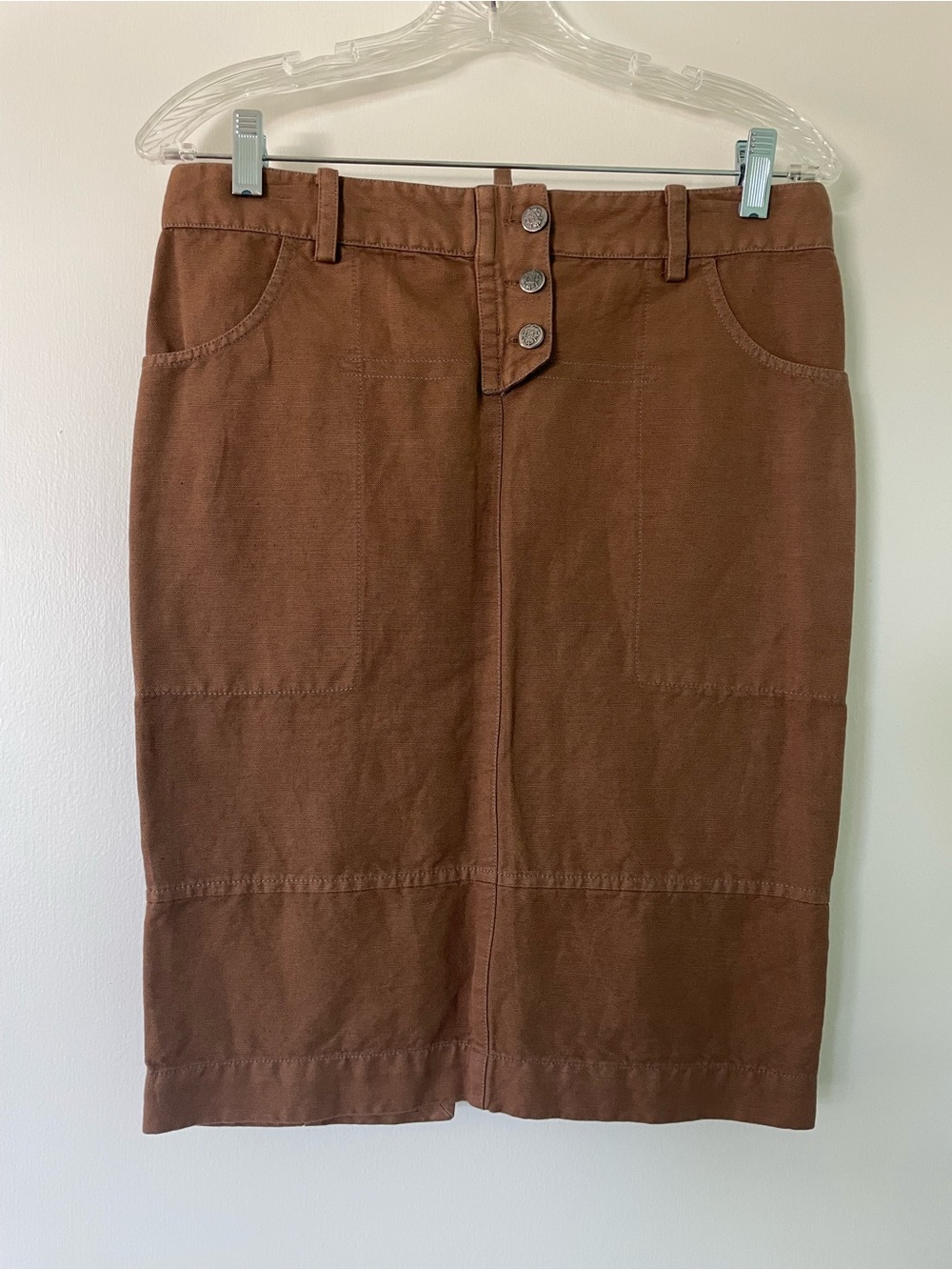Patrizia Pepe Brown Button-Front Pencil Skirt